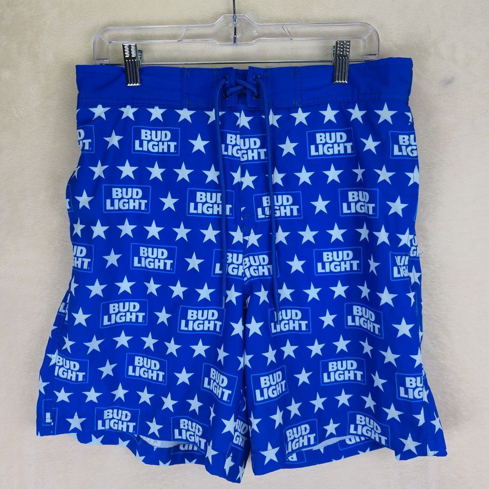 Bud Light Mens Swim Shorts Trunks Large (36/38)‎ Stars Beach Pool Vacation Beer